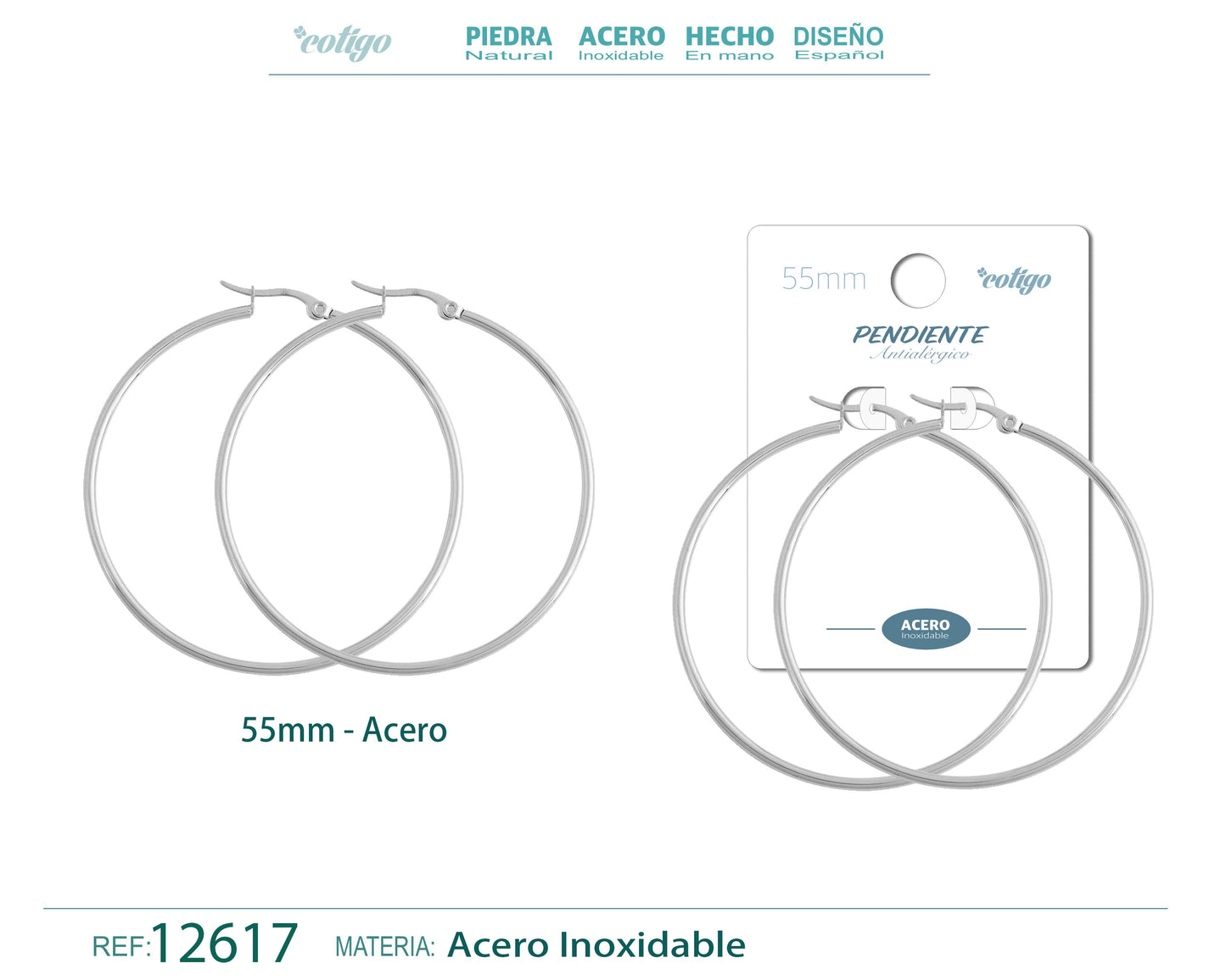 Pendiente Aro Acero-55mm color Acero
