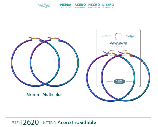 Pendiente Aro Acero-55mm Multicolor