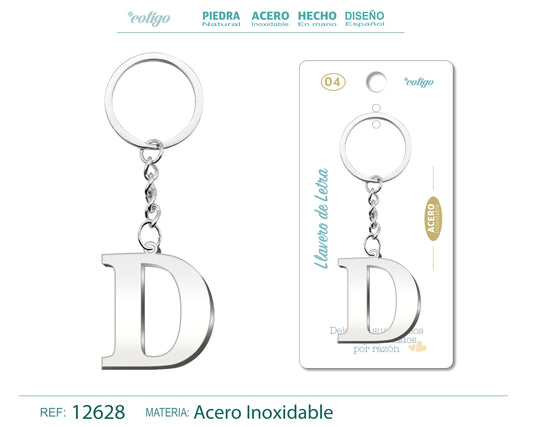 Llavero Acero con Letra D