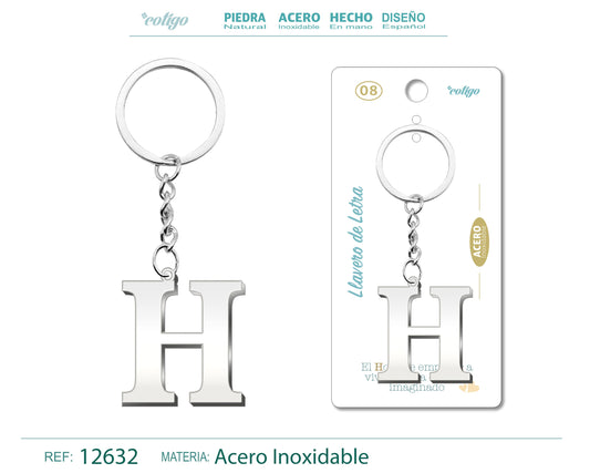 Llavero Acero con Letra H