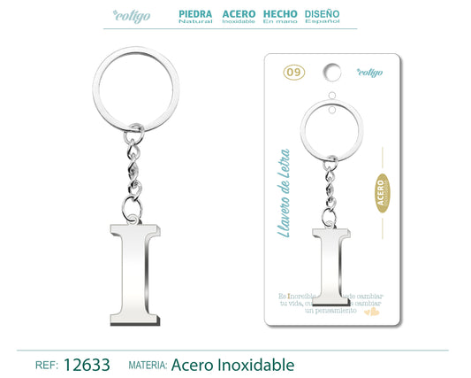 Llavero Acero con Letra I