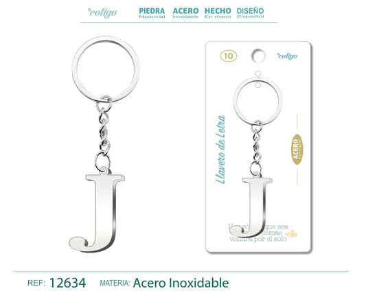 Llavero Acero con Letra J