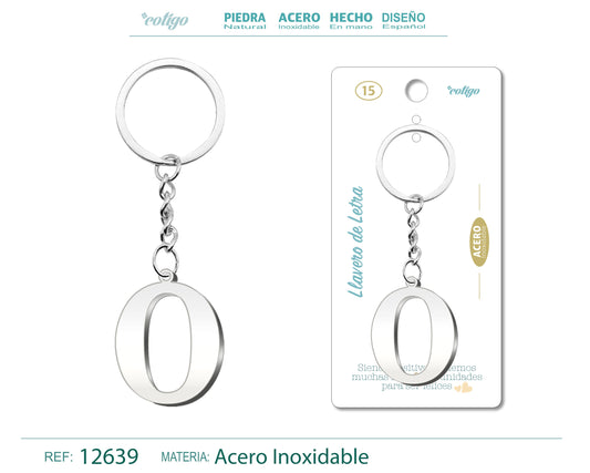 Llavero Acero con Letra O