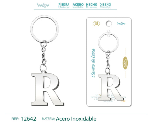 Llavero Acero con Letra R