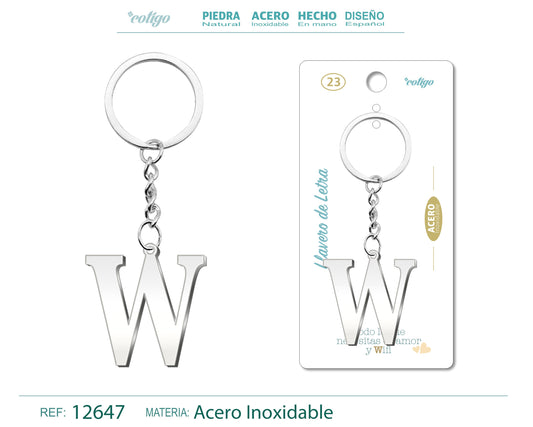 Llavero Acero con Letra W