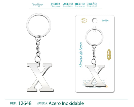 Llavero Acero con Letra X