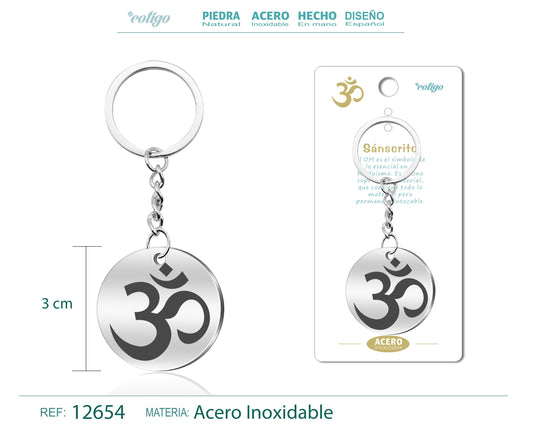 Llavero Acero de Simbolo Suerte Sánscrito