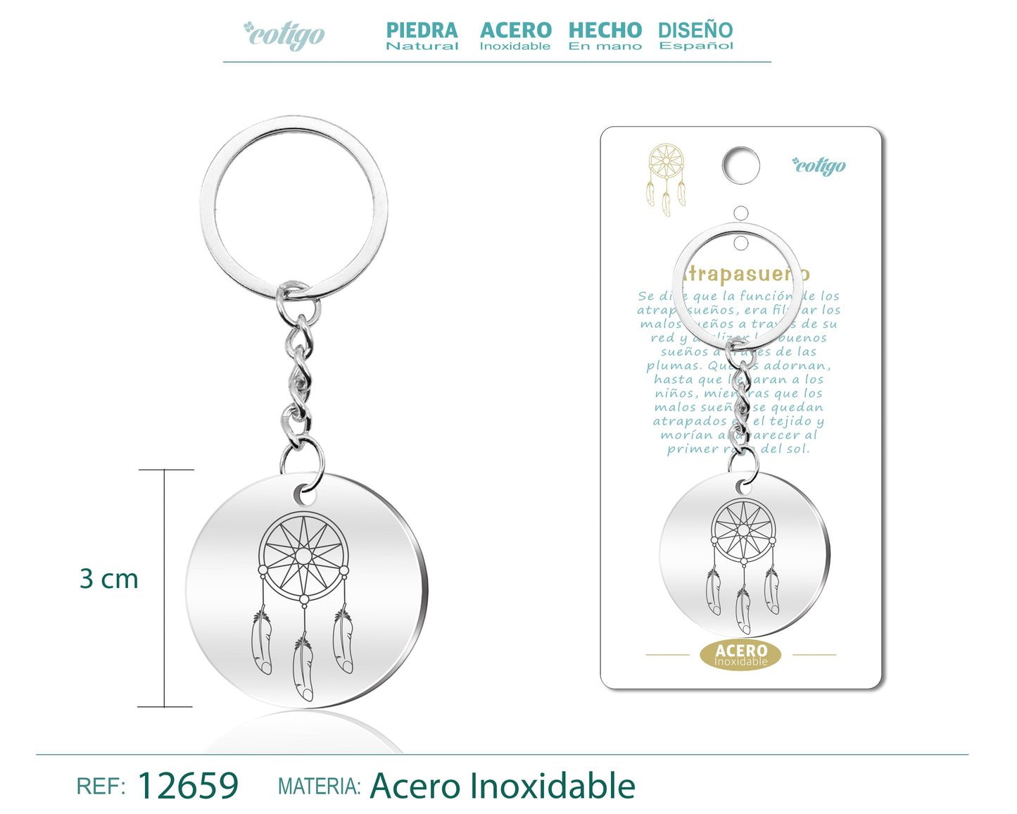 Llavero Acero de Simbolo Suerte Atrapasue?o