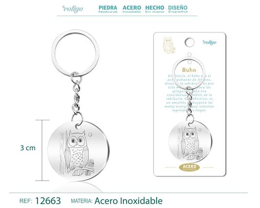 Llavero Acero de Simbolo Suerte Buho