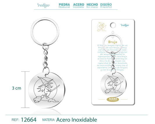 Llavero Acero de Simbolo Suerte Bruja