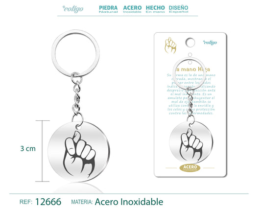 Llavero Acero de Simbolo Suerte Mano Higa