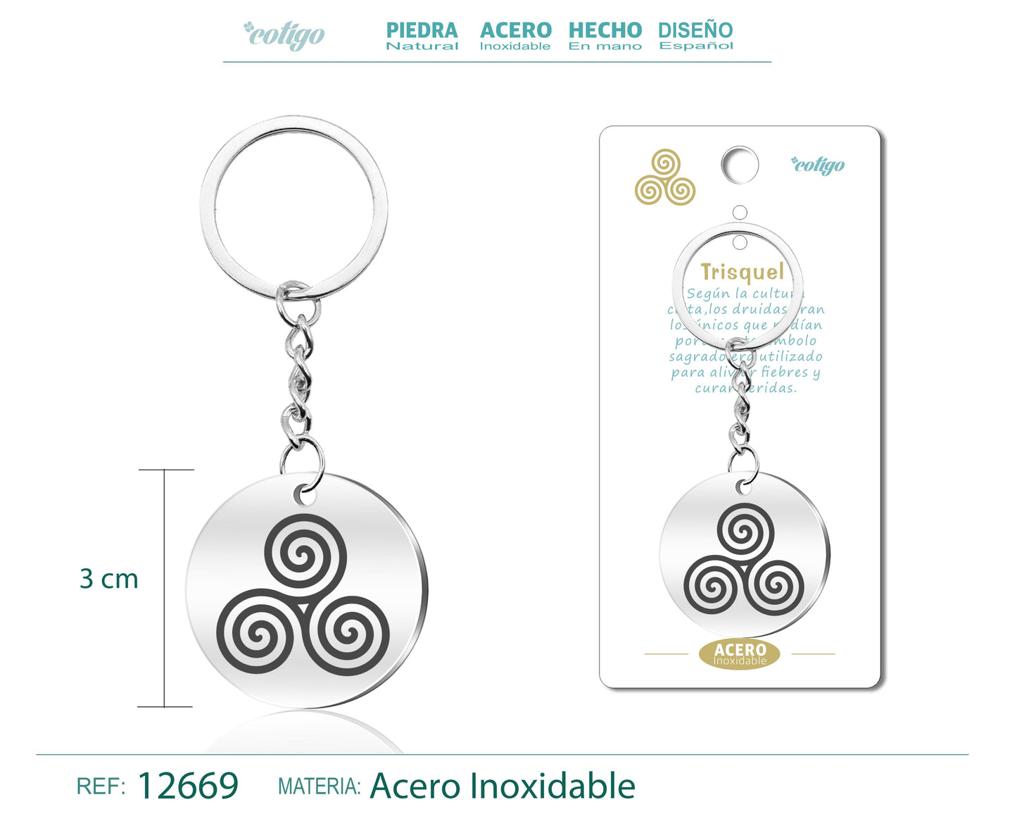 Llavero Acero de Simbolo Suerte Trisquel