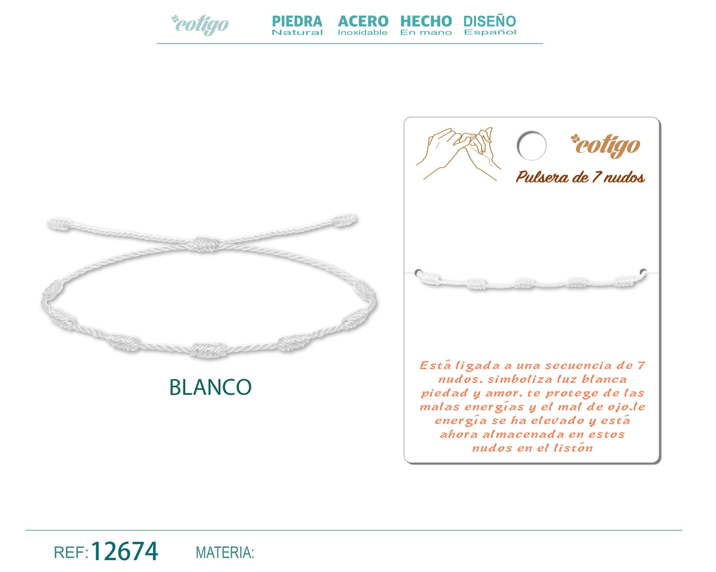 Pulsera 7 nudos Blanco