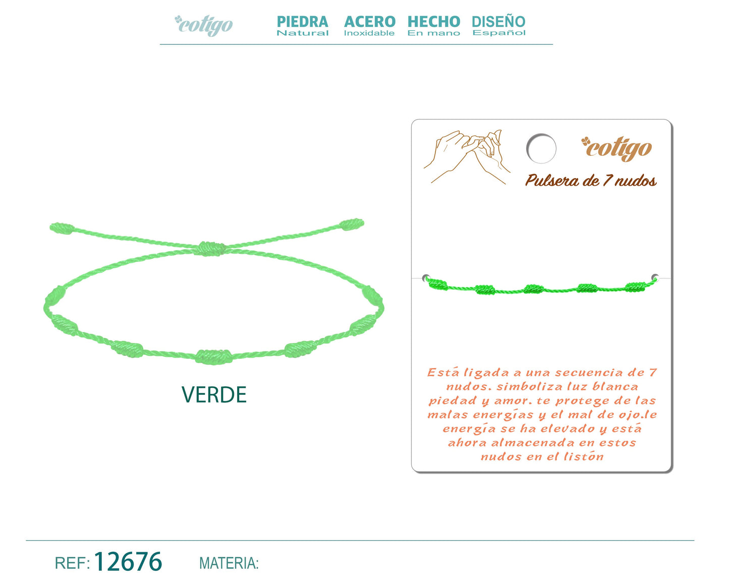 Pulsera 7 nudos Verde