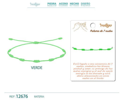 Pulsera 7 nudos Verde
