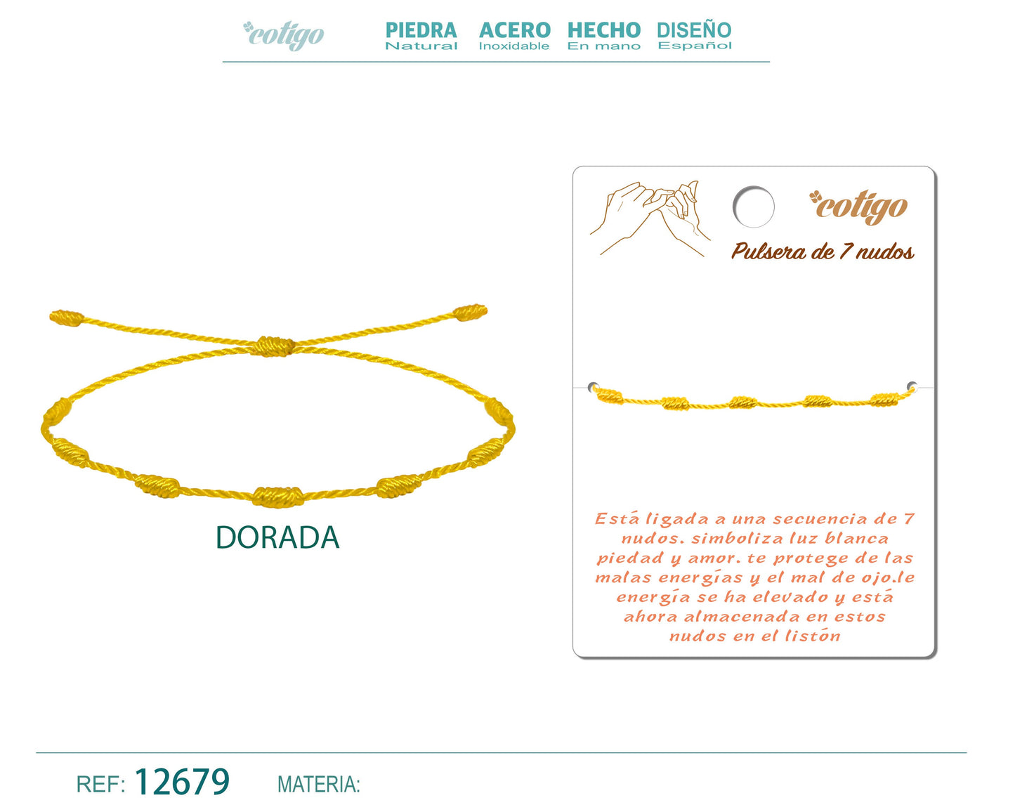 Pulsera 7 nudos Dorado