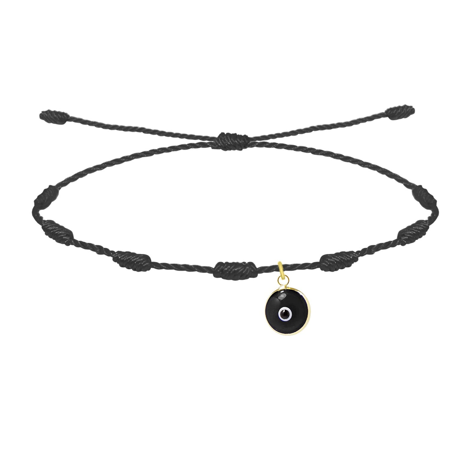 Pulsera 7 Nudos Color Negro con Ojo Turco cotigo