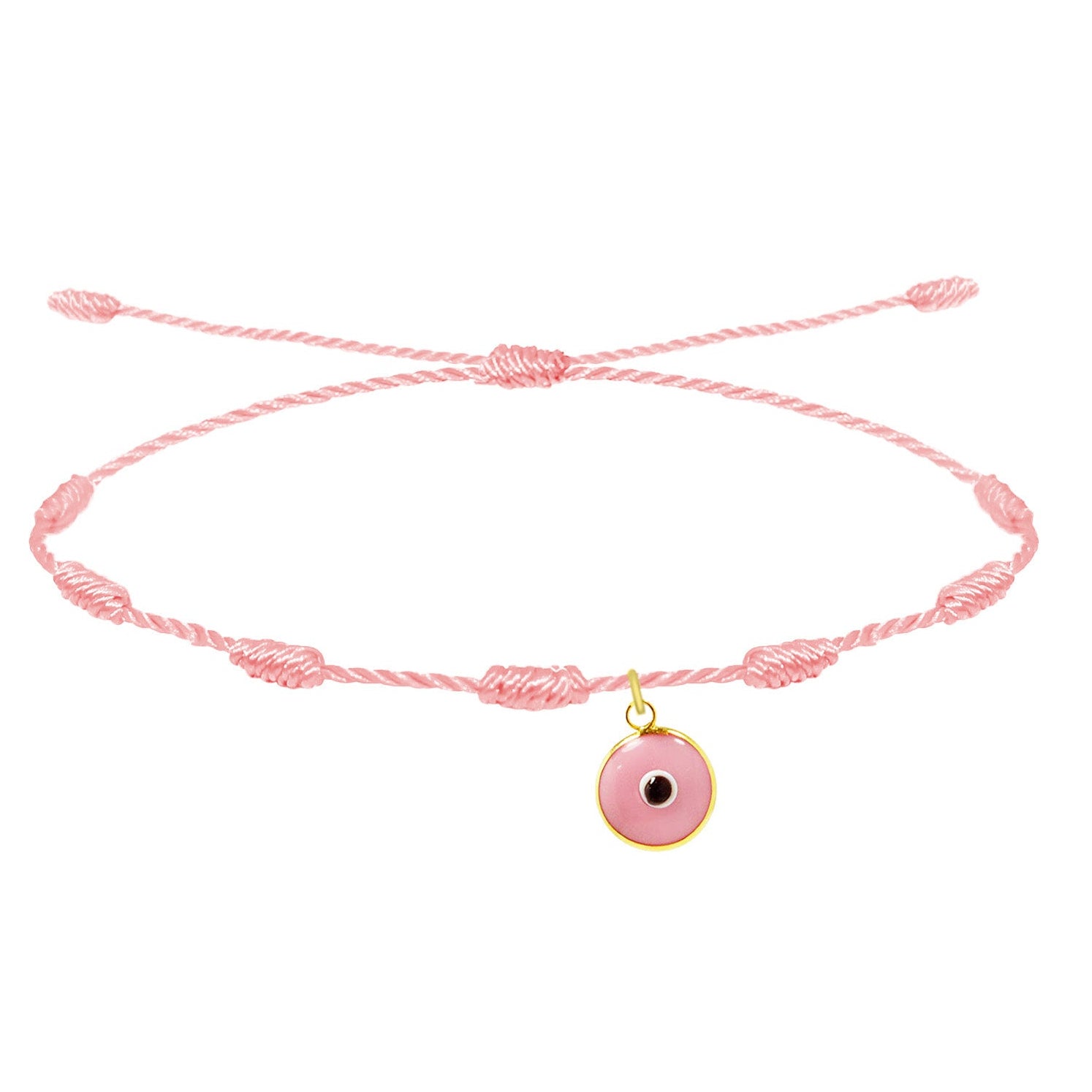 Pulsera rosa de 7 nudos con Ojo Turco rosa