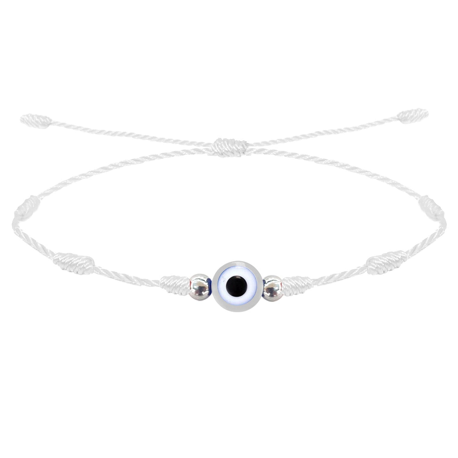 Pulsera blanca de 7 nudos con Ojo Turco