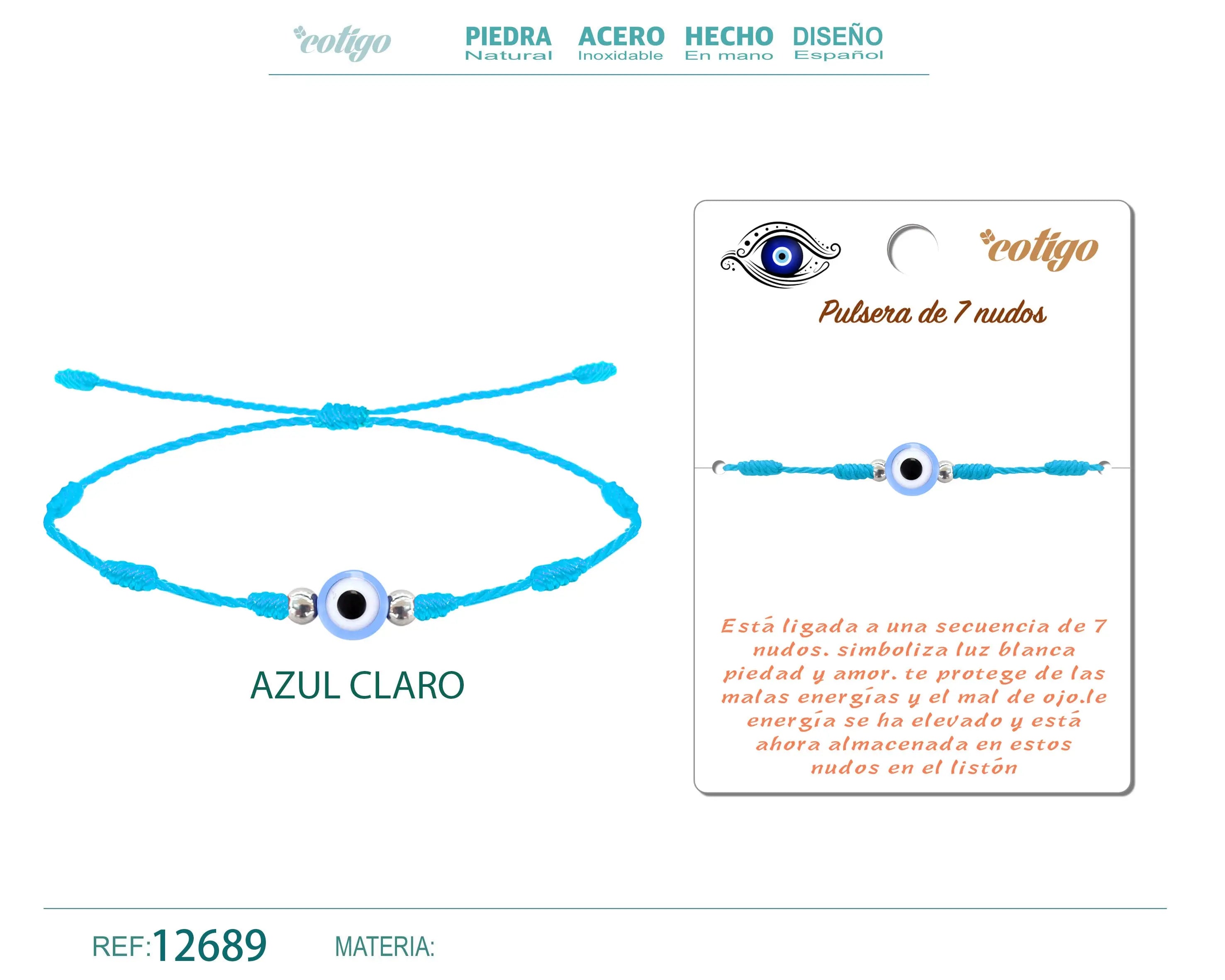 Pulsera 7 nudos Azul con ojo Turco - cotigo