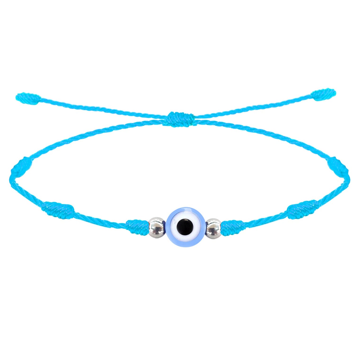 Pulsera azul de 7 nudos con Ojo Turco