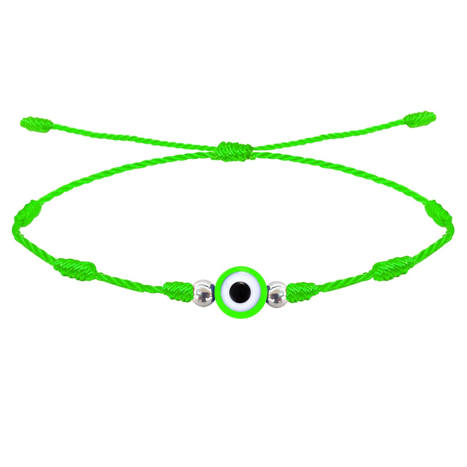 Pulsera verde de 7 nudos con Ojo Turco