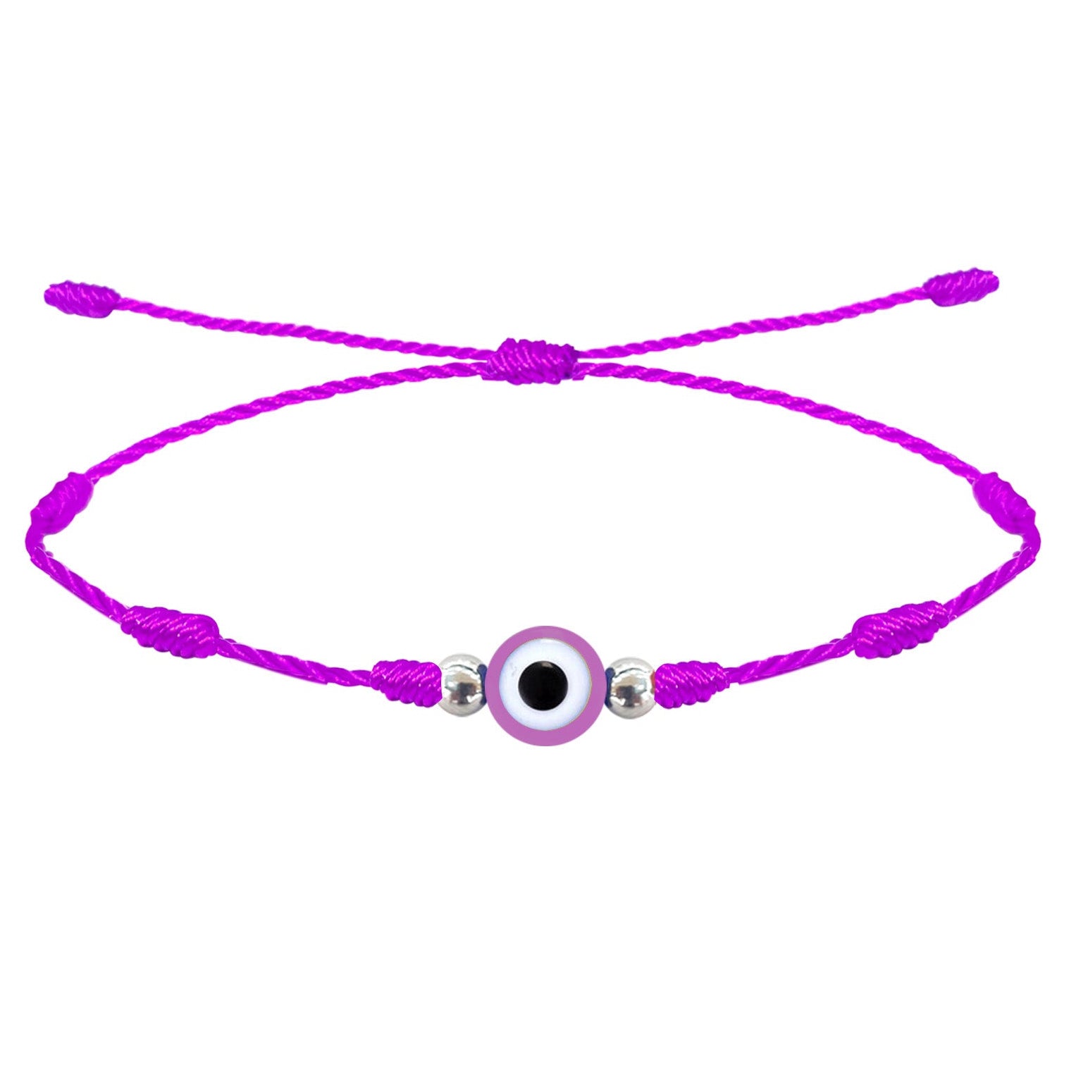 Pulsera violeta de 7 nudos con Ojo Turco