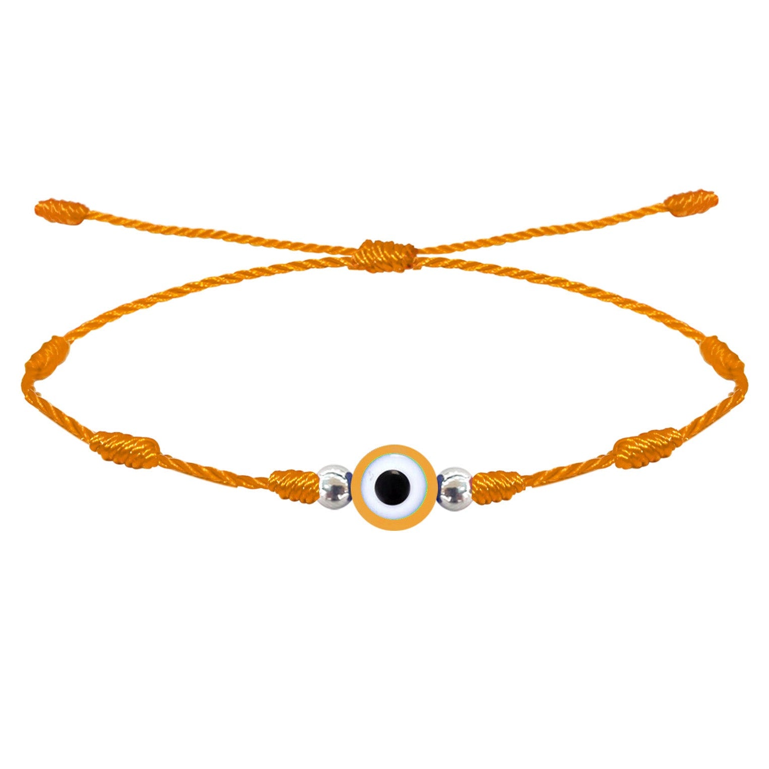 Pulsera naranja de 7 nudos con Ojo Turco