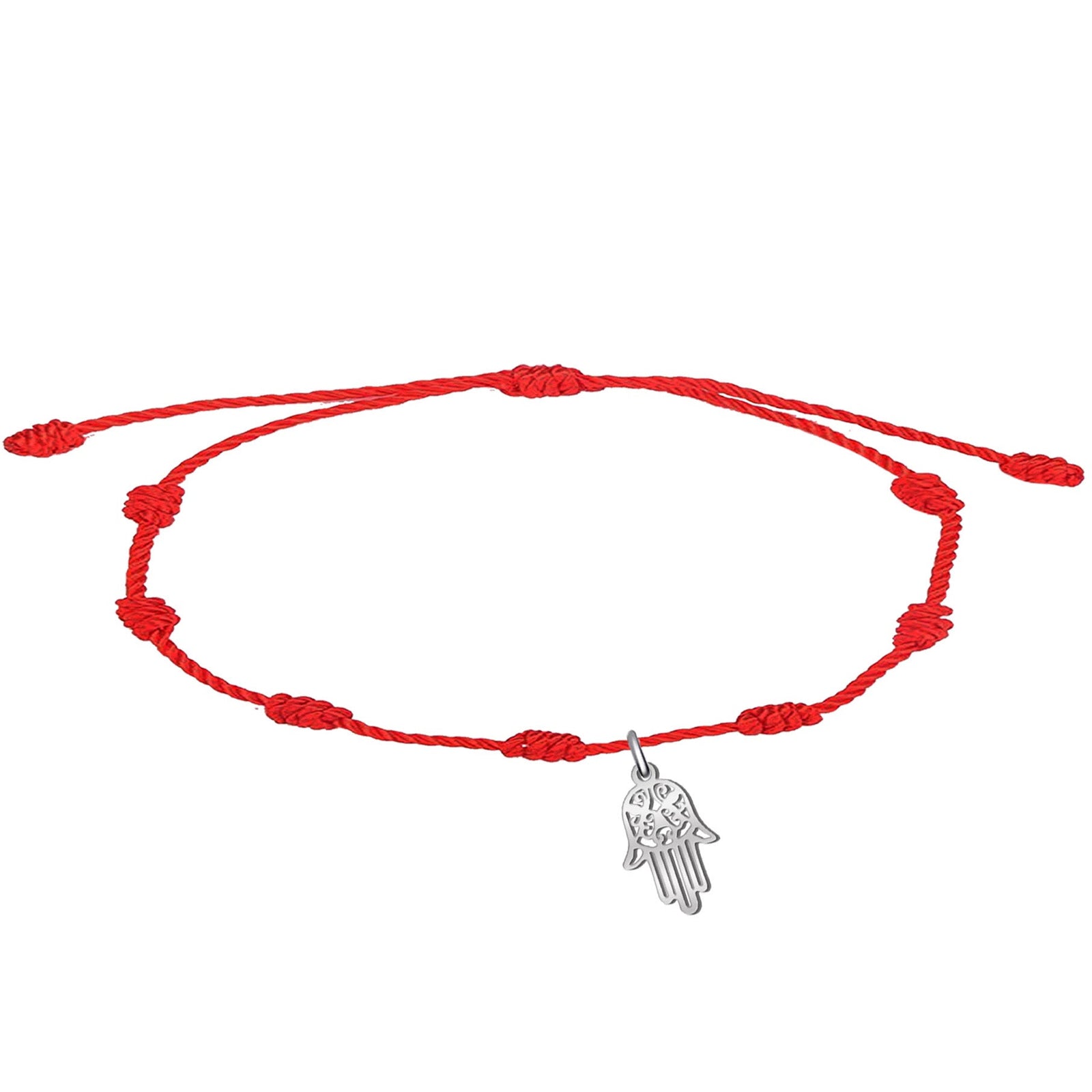 Pulsera 7 Nudos con Mano de Fátima en Acero detalle