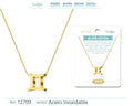 Collar Acero con Zodiaco Géminis color Dorado - cotigo