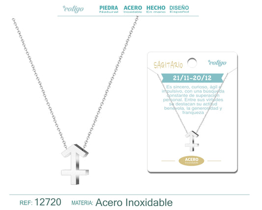 Collar Acero con Zodiaco Sanitario color Plateado