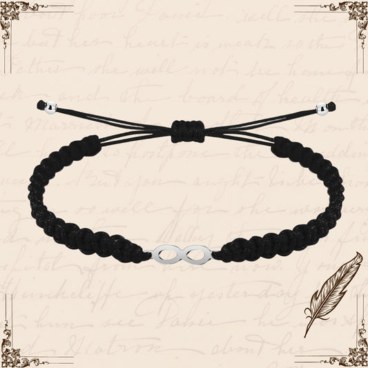 Pulsera Hilo Destino Negro-Infinito Plateado