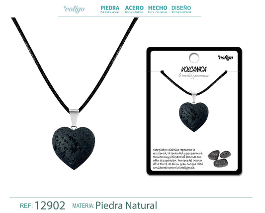 Colgante Corazon de Piedra Volcanica