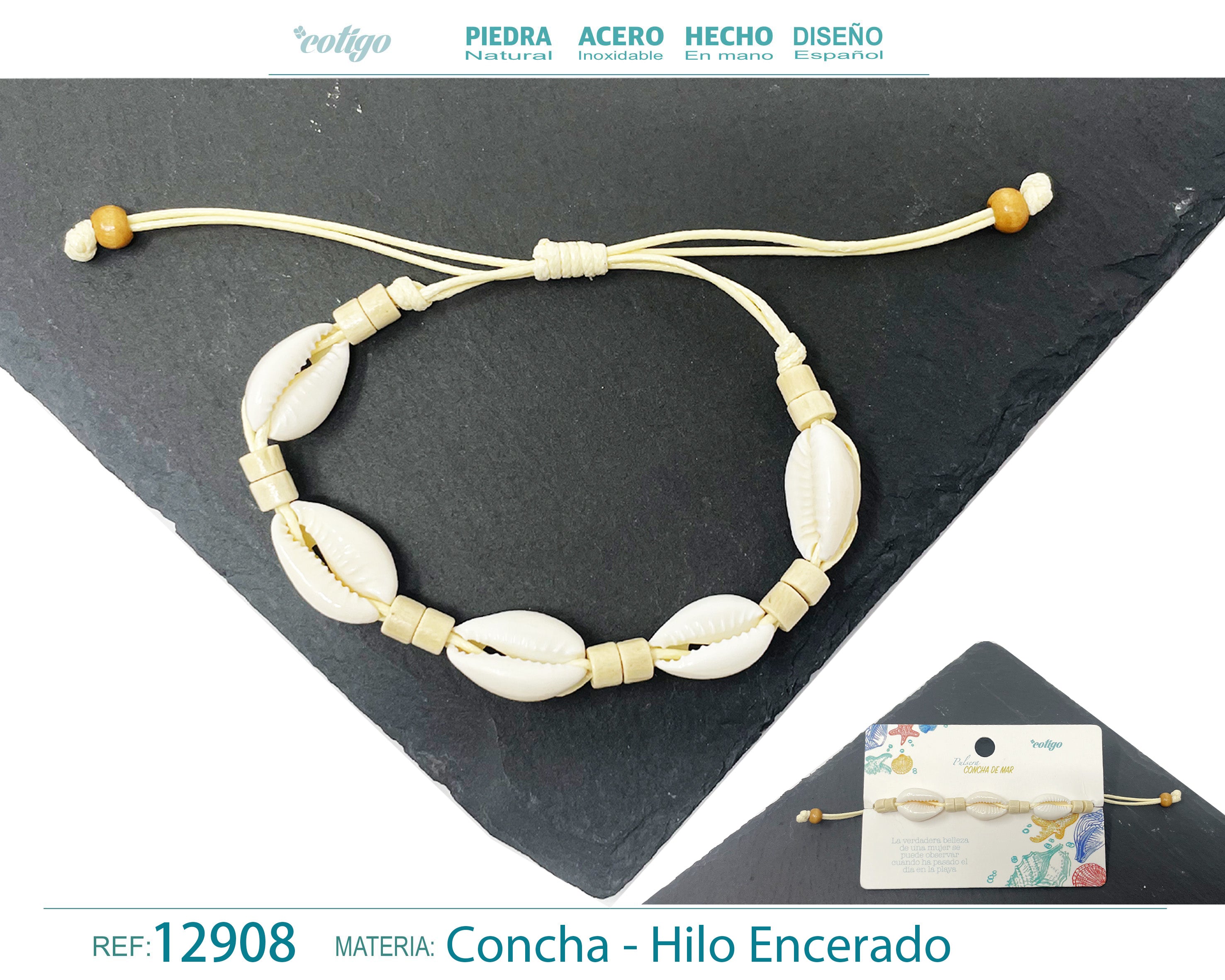 Pulsera Hilo Encerado de concha - cotigo