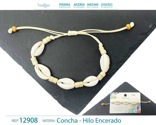 Pulsera Hilo Encerado de concha