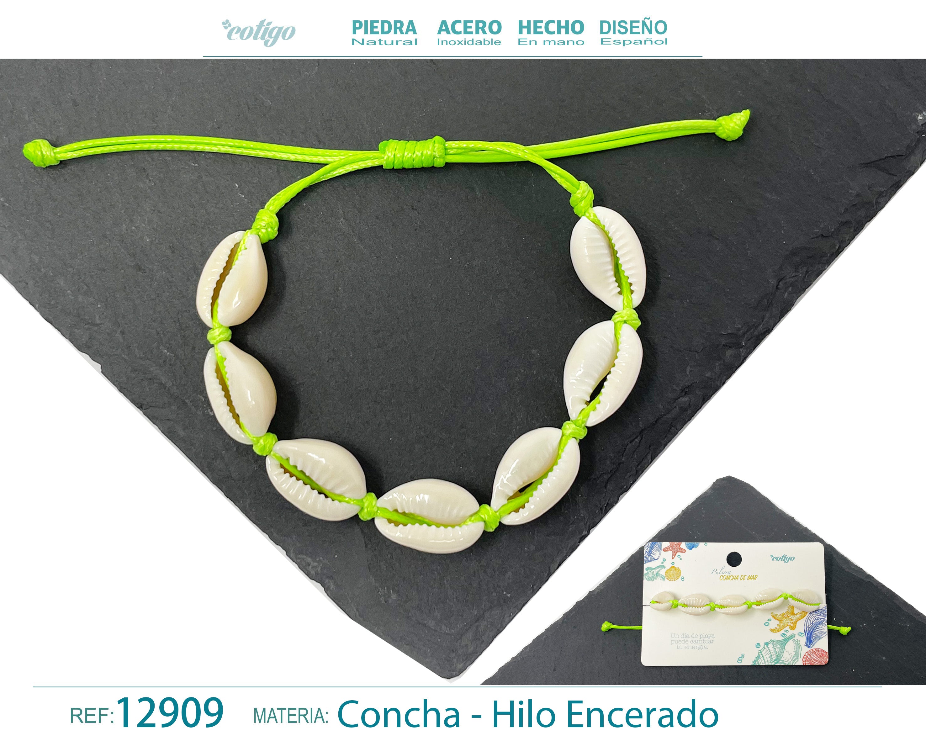Pulsera Hilo Encerado de concha - cotigo