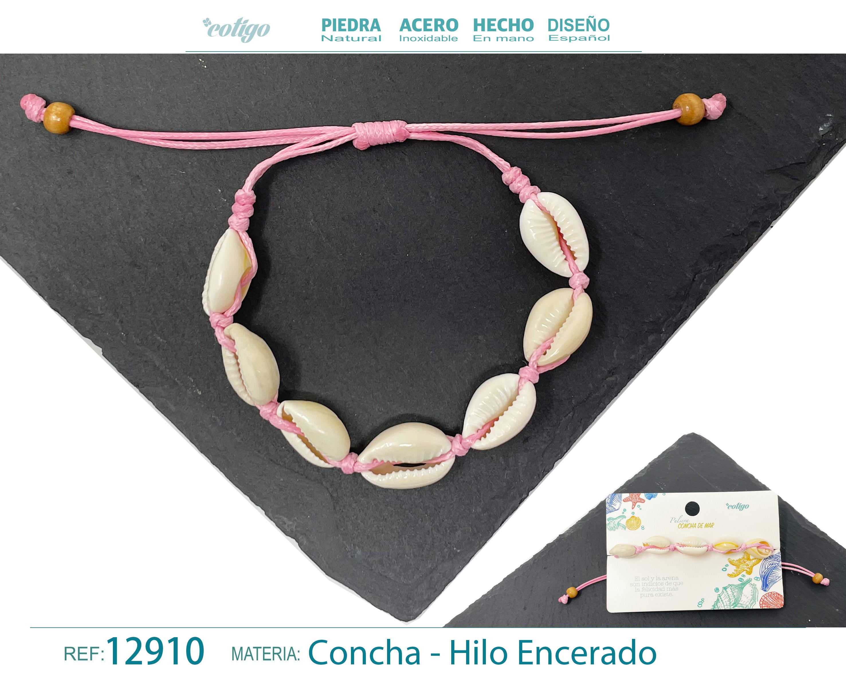 Pulsera Hilo Encerado de concha - cotigo
