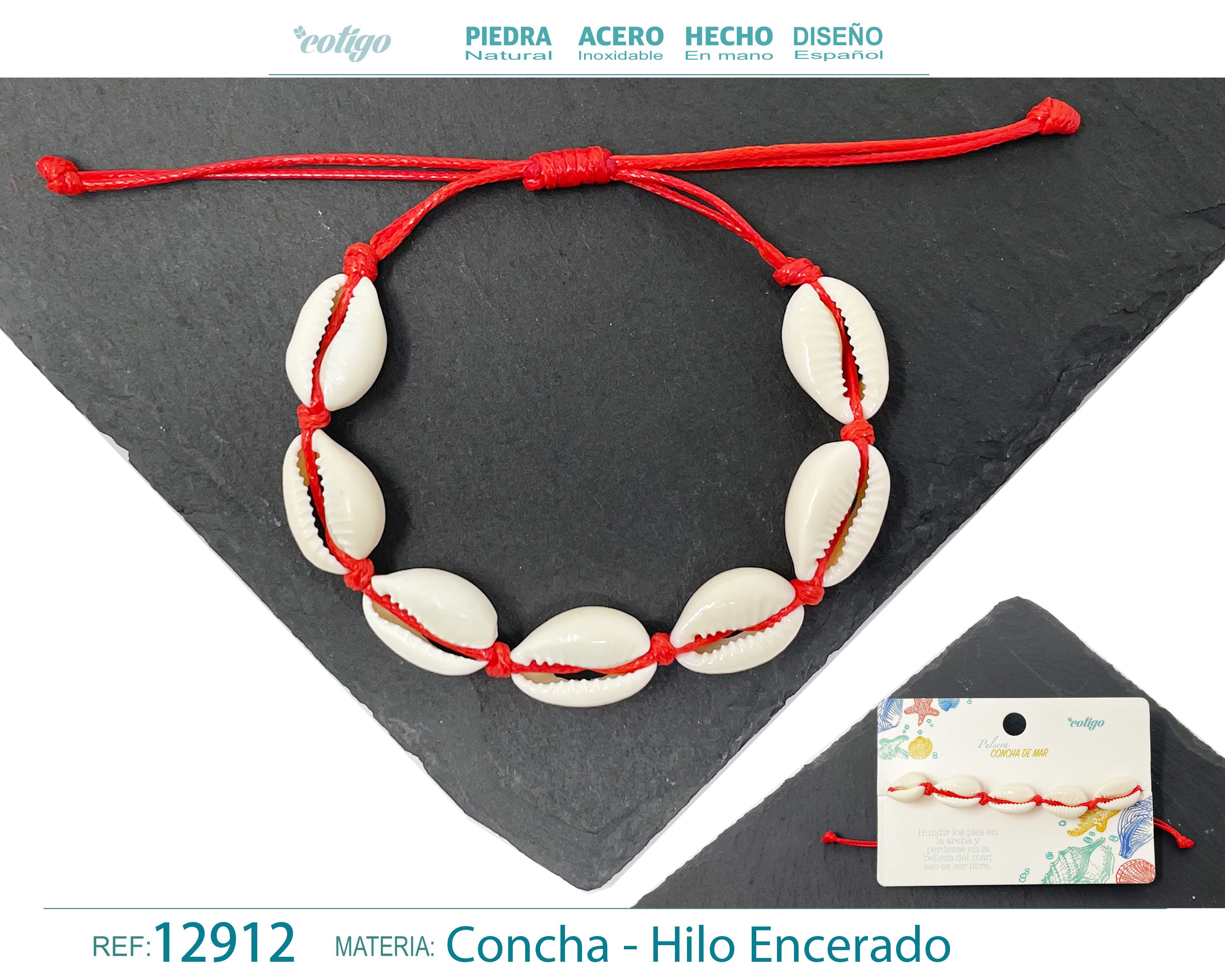 Pulsera Hilo Encerado de concha - cotigo