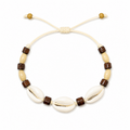 Pulsera Concha Hilo Encerado Marrón