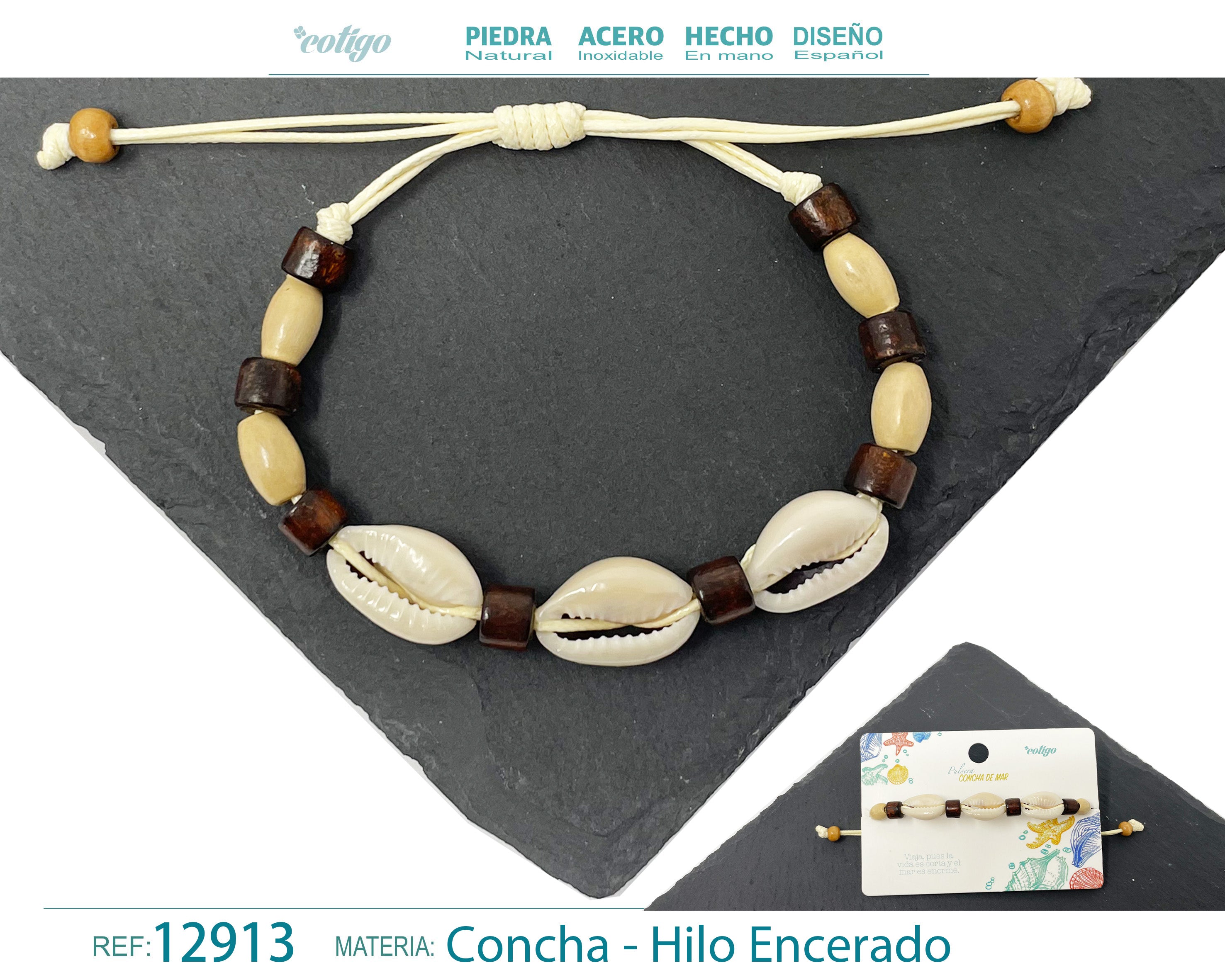 Pulsera Hilo Encerado de concha - cotigo