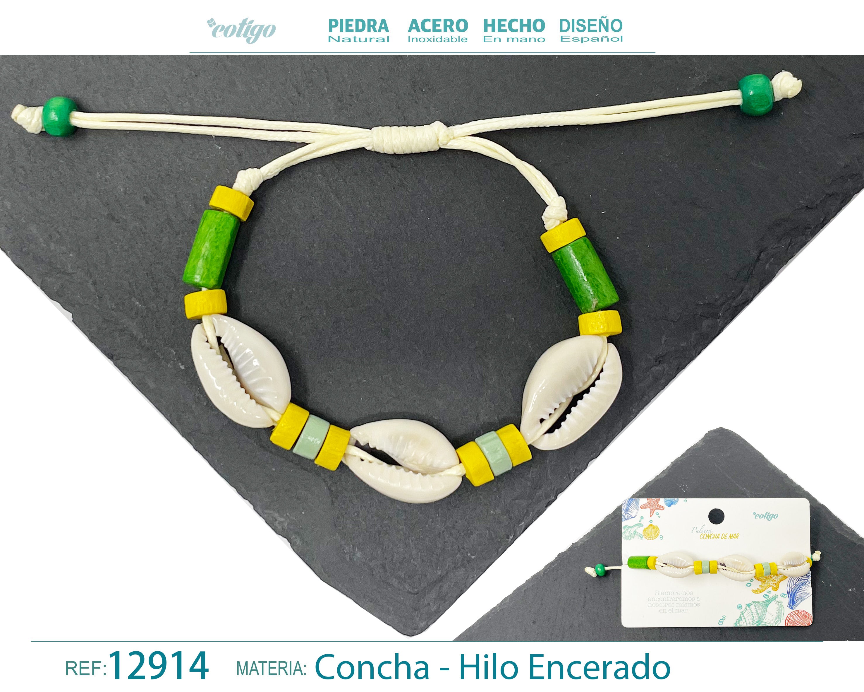 Pulsera Hilo Encerado de concha - cotigo