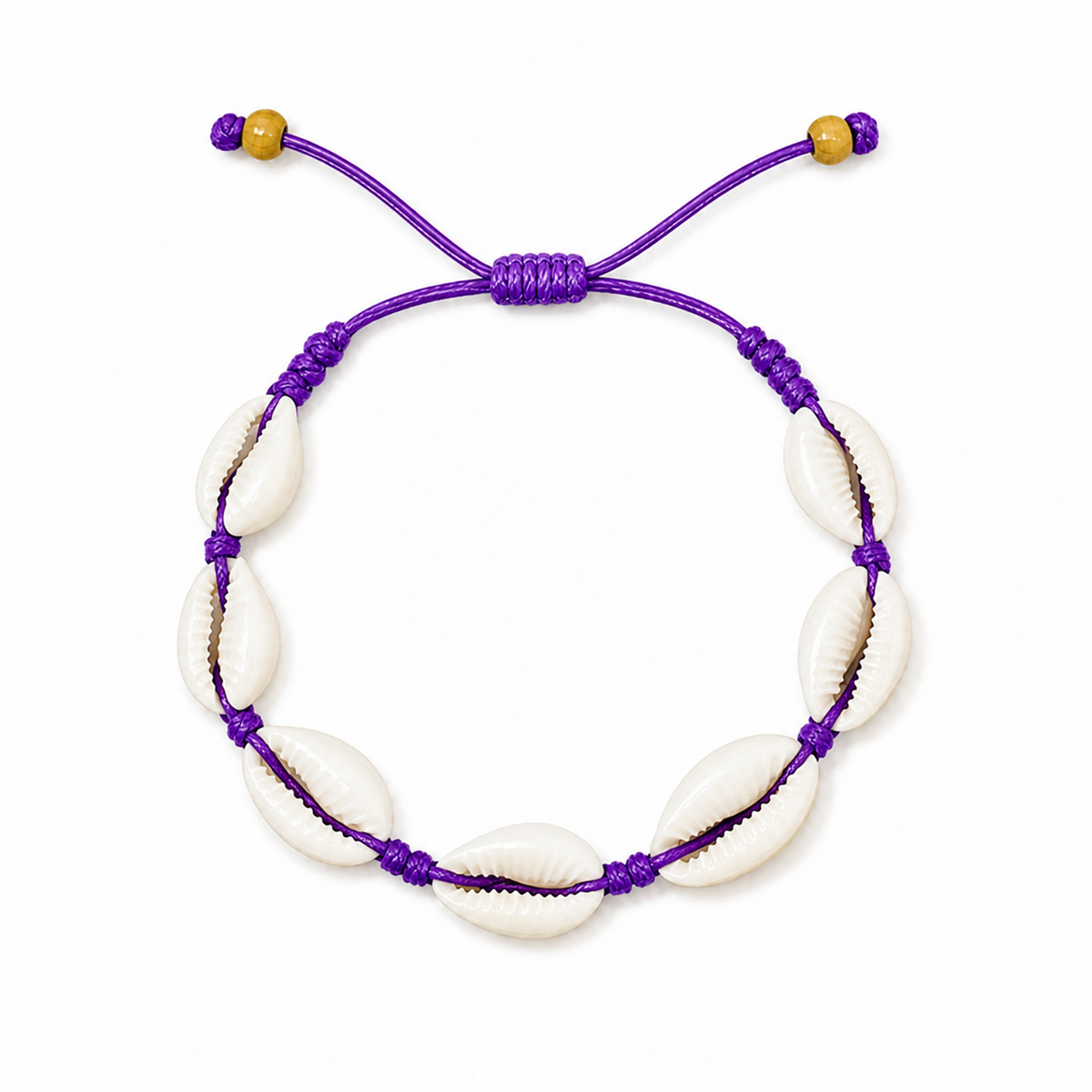 Pulsera Concha Hilo Encerado Morado