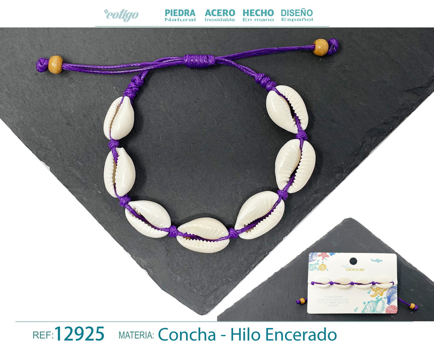 Pulsera Hilo Encerado de concha