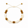 Pulsera Concha Hilo Encerado Cuentas Marrones