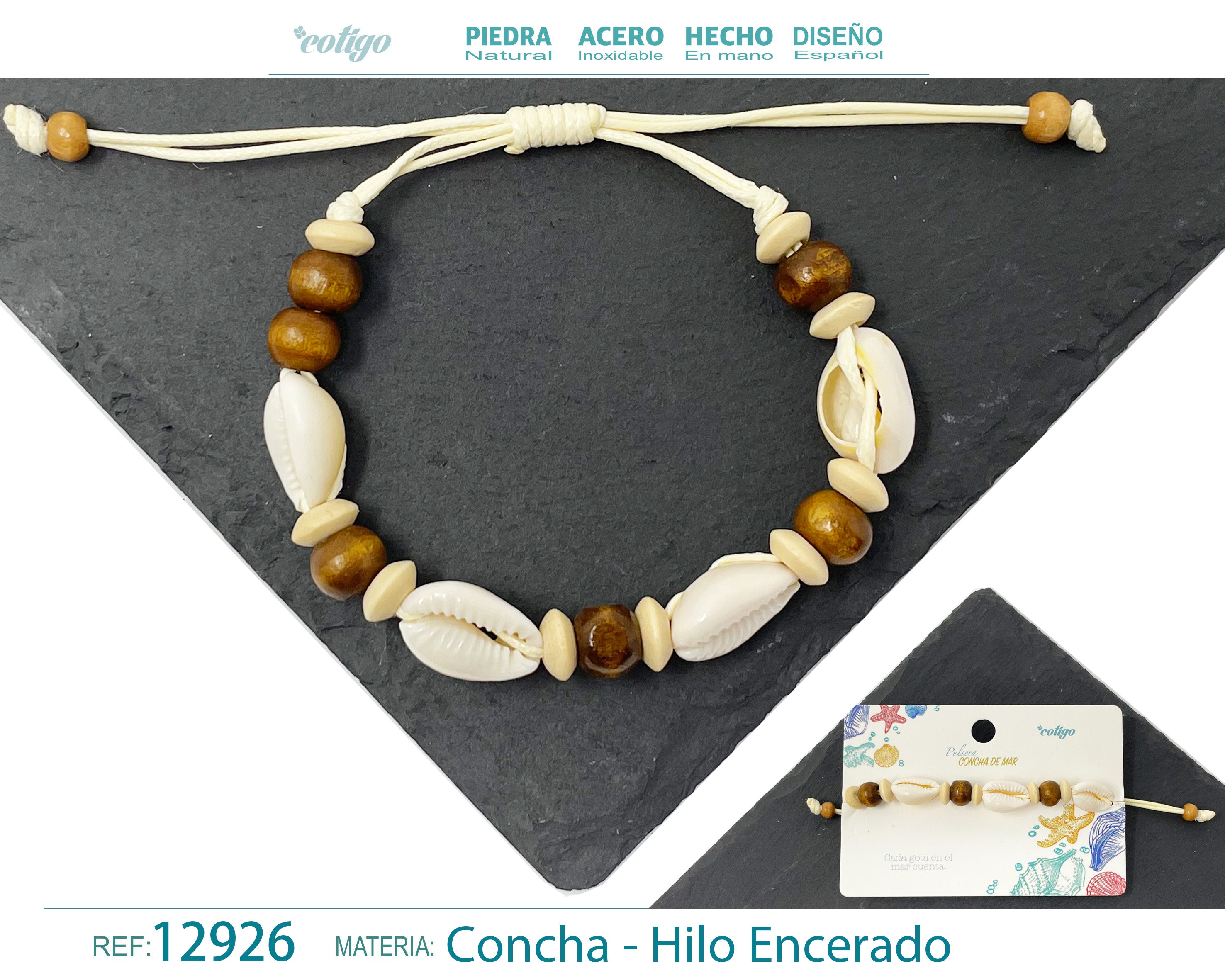 Pulsera Hilo Encerado de concha - cotigo