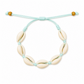 Pulsera Concha Hilo Encerado Azul Claro
