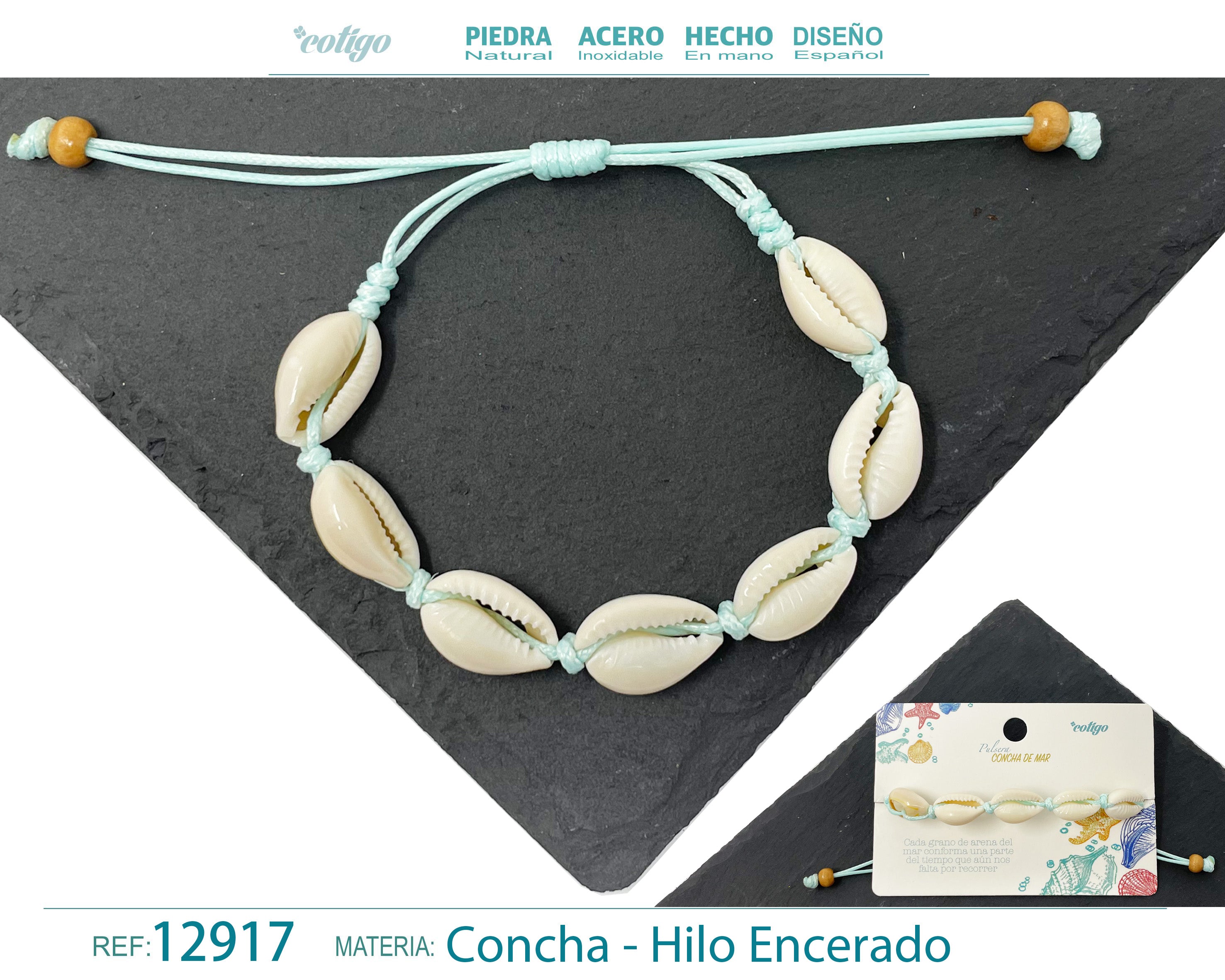Pulsera Hilo Encerado de concha - cotigo