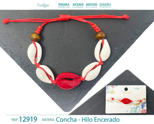 Pulsera Hilo Encerado de concha