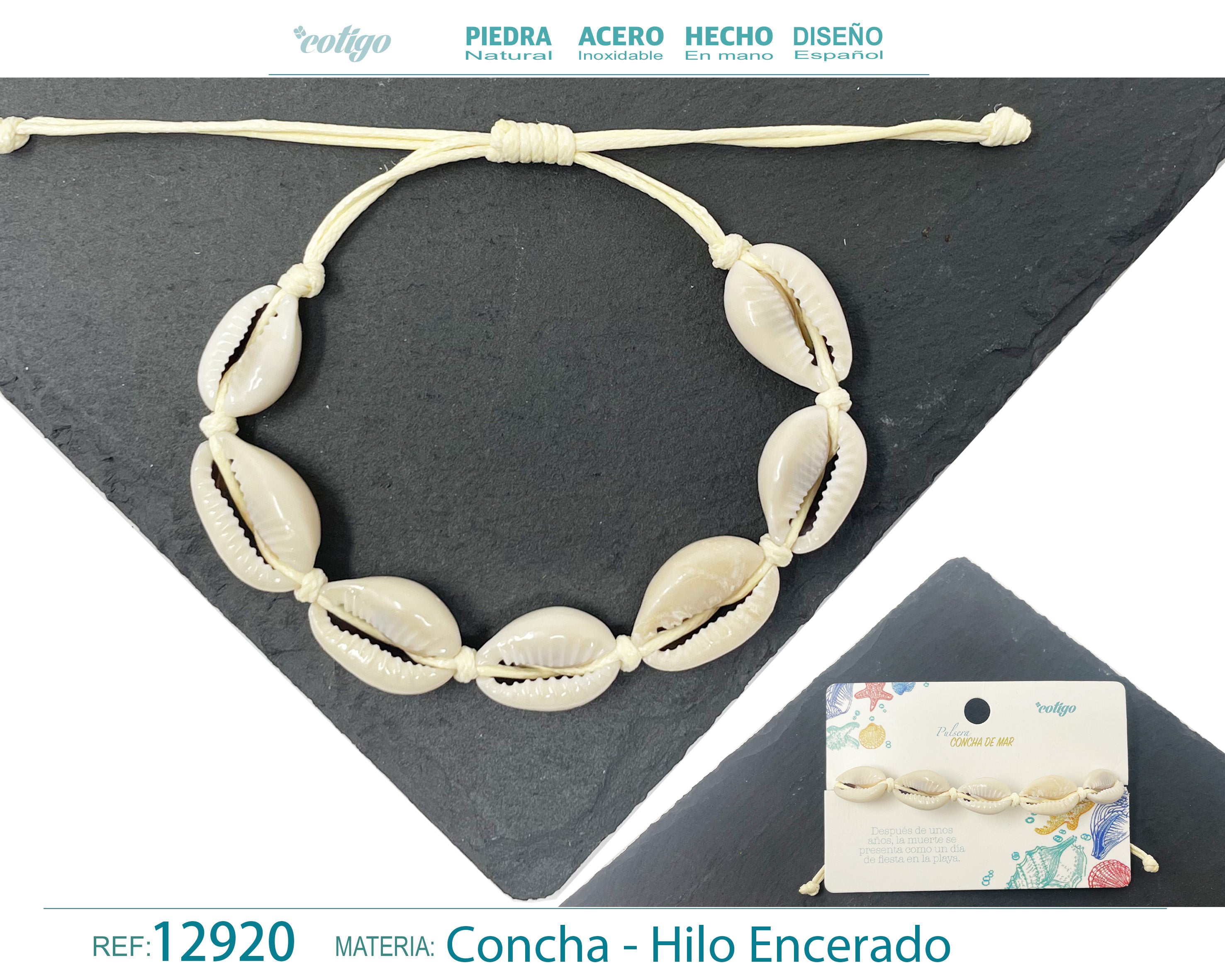 Pulsera Hilo Encerado de concha - cotigo