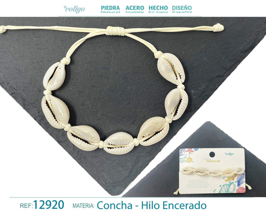 Pulsera Hilo Encerado de concha